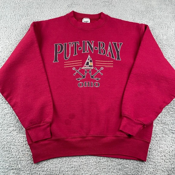 Fruit of the Loom Other - VINTAGE Sweatshirt Mens M Red Ohio Put In Bay Fruit of the Loom Made USA Heavy